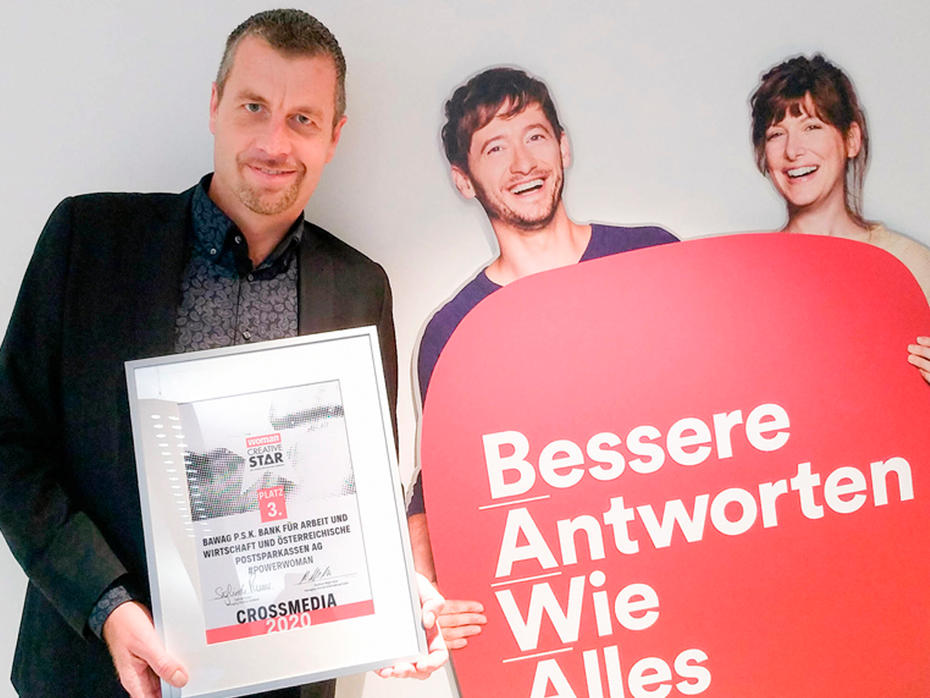 Bild: BAWAG Platz 3 CROSSMEDIA: BAWAG P.S.K. Bank für Arbeit und Wirtschaft und österreichische Postsparkassen AG – #powerwoman.
Christian Spandl, Commercial Manager Brand & Acquisition Campaigns BAWAG